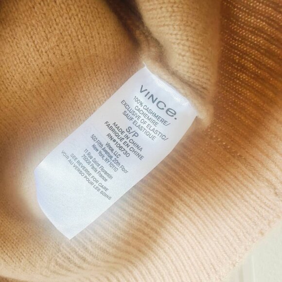 New Vince Boiled Cashmere Funnel Neck Pullover in Carmel - Picture 7 of 7